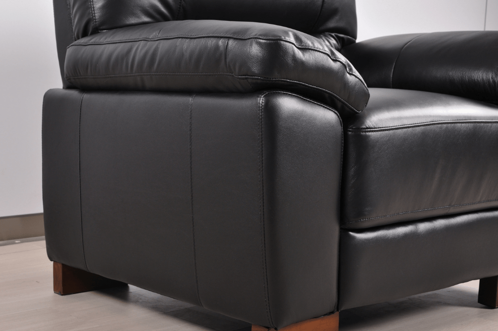 Dalmore Genuine Leather Black 3+2+1 Seater Sofa Set - Furniture Instore