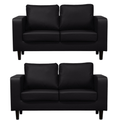 Box Black Leather 2+2 Seater Sofa Set
