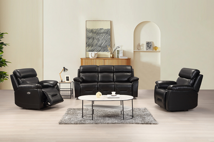 Renato Genuine Leather Black Electric Power Recliner 3+1+1 Seater Sofa Set