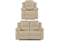 Valencia Cream Leather Manual Recliner 2+1 Seater Sofa Set