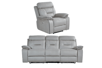 Foster Light Grey Fabric Electric Recliner 3+1 Seater Sofa  Set