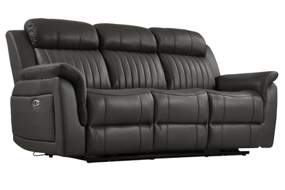 Cidliano Genuine Leather Grey Electric Power Recliner 3+1+1 Seater Sofa Set - Furniture Instore
