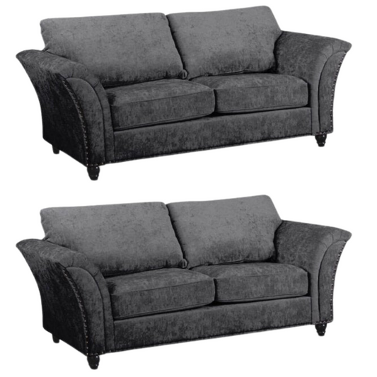 Canterbury Grey Fabric 3+3 Seater Sofa Set