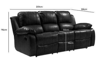 Valencia Black Leather Manual Recliner 3+1+1 Seater Sofa Set