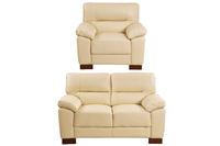 Dalmore Genuine Leather Cream 2+1 Seater Sofa Set