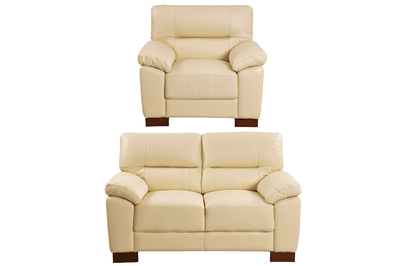 Dalmore Genuine Leather Cream 2+1 Seater Sofa Set
