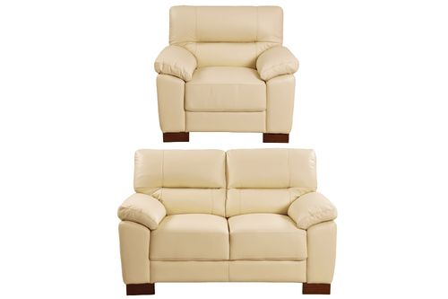 Dalmore Genuine Leather Cream 2+1 Seater Sofa Set