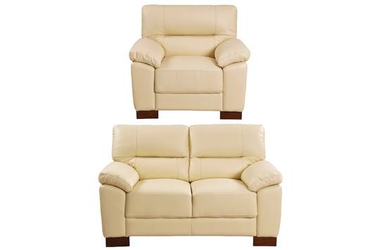 Dalmore Genuine Leather Cream 2+1 Seater Sofa Set