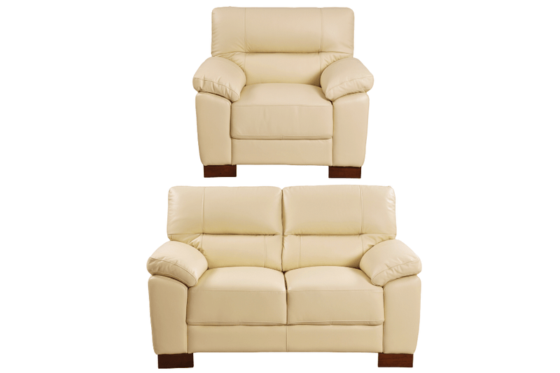 Dalmore Genuine Leather Cream 2+1 Seater Sofa Set - Furniture Instore