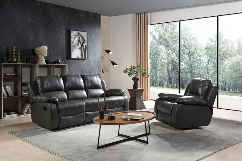 Valencia Grey Leather Manual Recliner 3+1 Seater Sofa Set - Furniture Instore