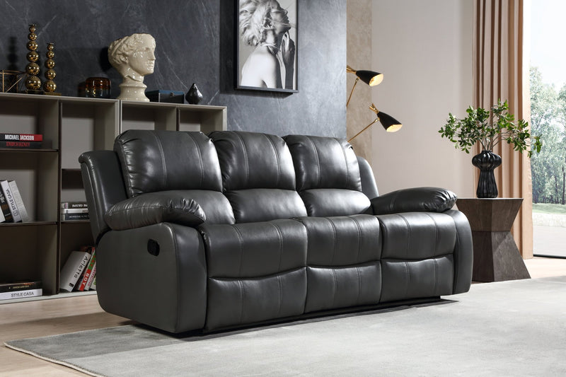 Valencia Grey Leather Manual Recliner 3+1 Seater Sofa Set - Furniture Instore