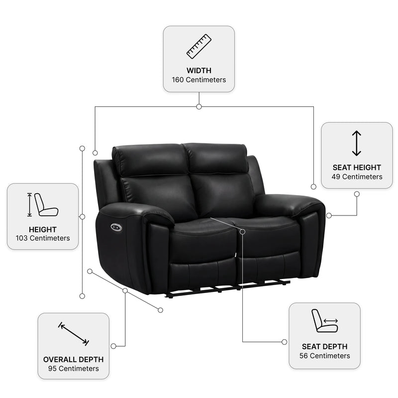 Annecy 2 seater black measurement