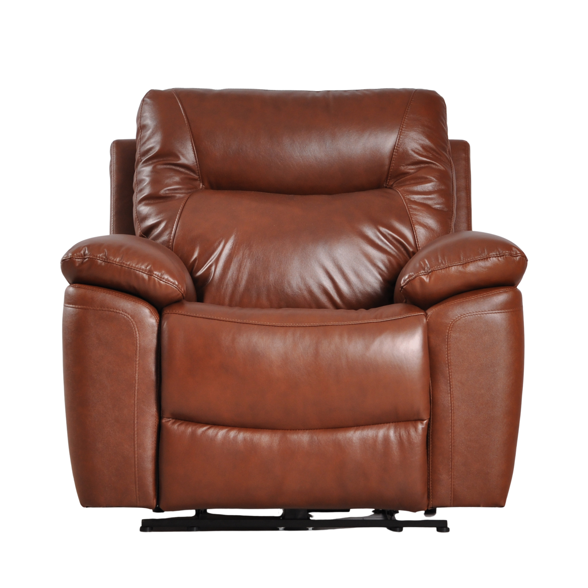 Brown leather recliner chair on a white background