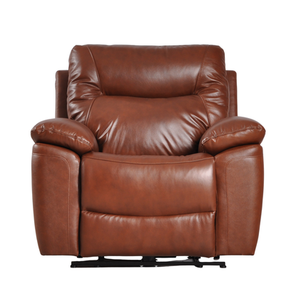 Brown leather recliner chair on a white background