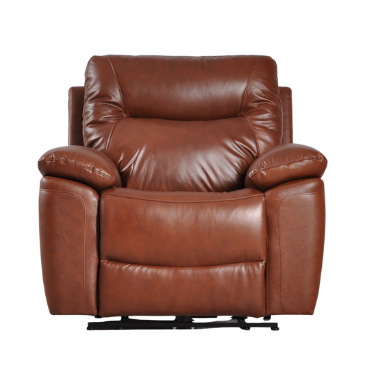 Brown leather recliner chair on a white background