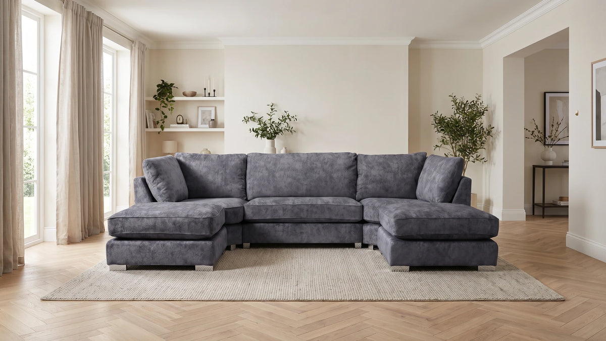 Bishop Coal Alaska Fabric U Shape High Back Corner Sofa