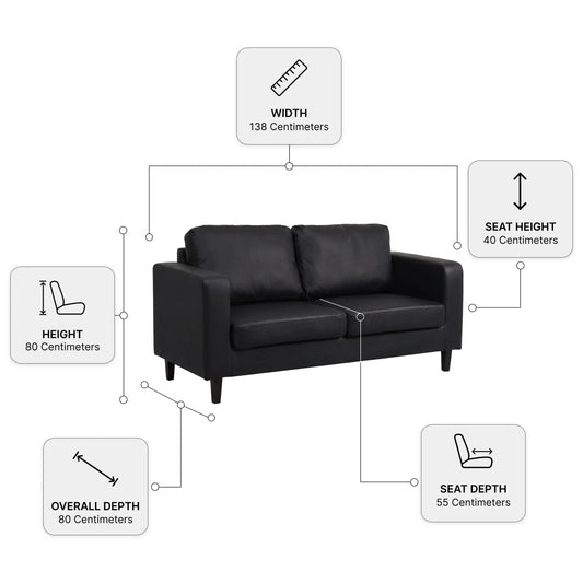 Box Black Leather 2+1+1 Seater Sofa Set