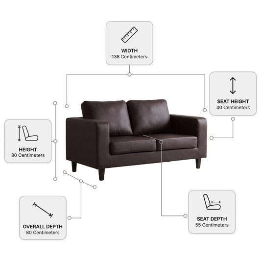 Box Brown Leather 2+1 Seater Sofa Set