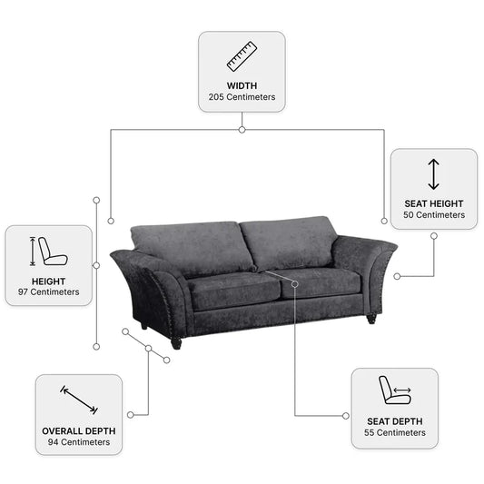Canterbury Grey Fabric 3+1+1 Seater Sofa Set