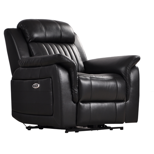 Cidliano black armchair angled view on white background, modern and stylish seating furniture.