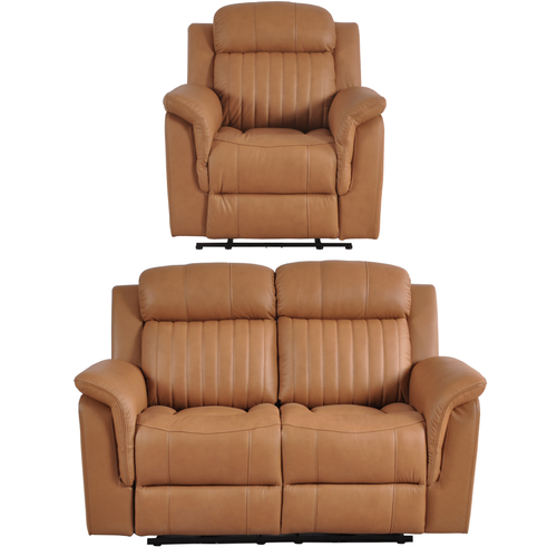 Cidliano Genuine Leather Caramel Electric Power Recliner 2+1 Seater Sofa Set