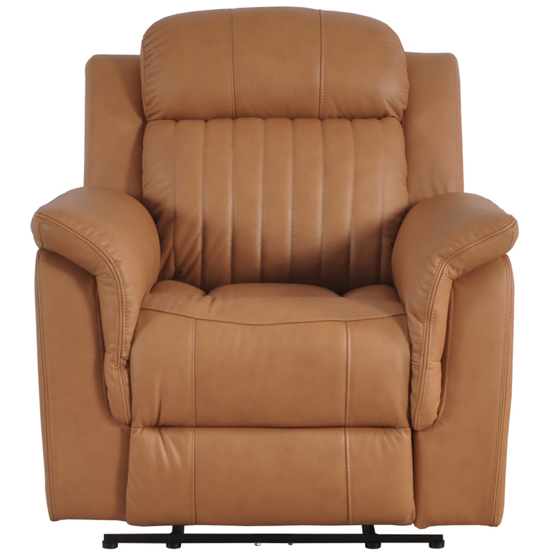 Brown leather recliner chair on a white background