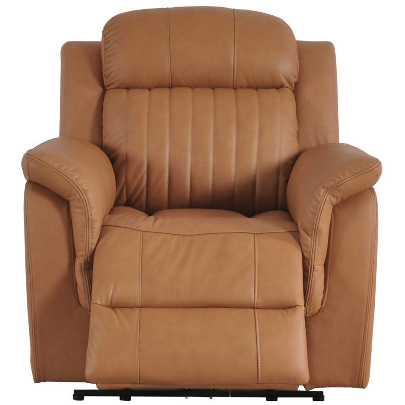 Brown leather armchair on a white background