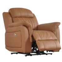 Brown leather recliner chair on a white background