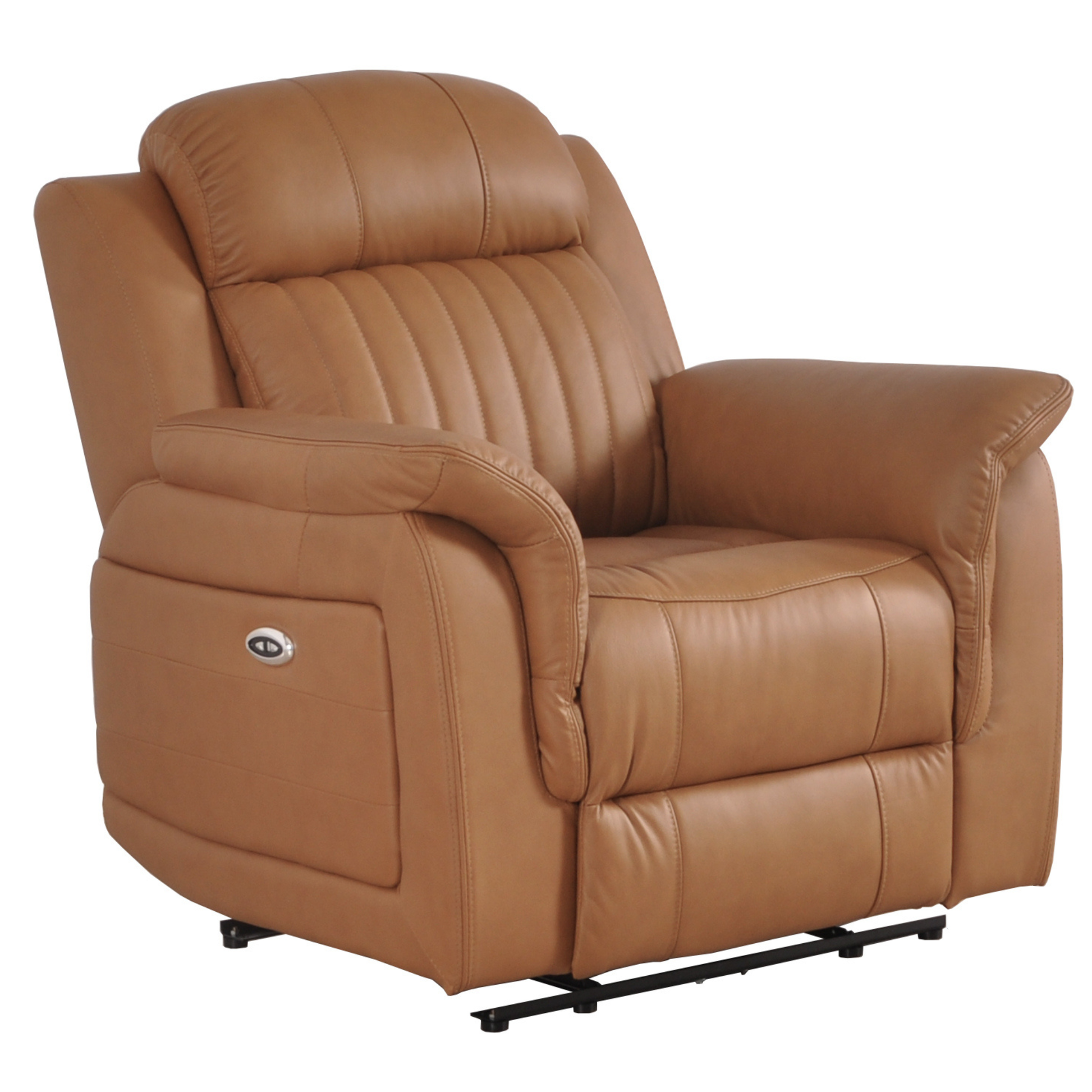 Brown leather recliner chair on a white background