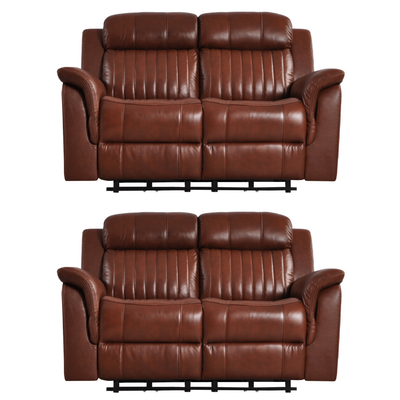 Cidliano Genuine Leather Tan Electric Power Recliner 2+2 Seater Sofa Set