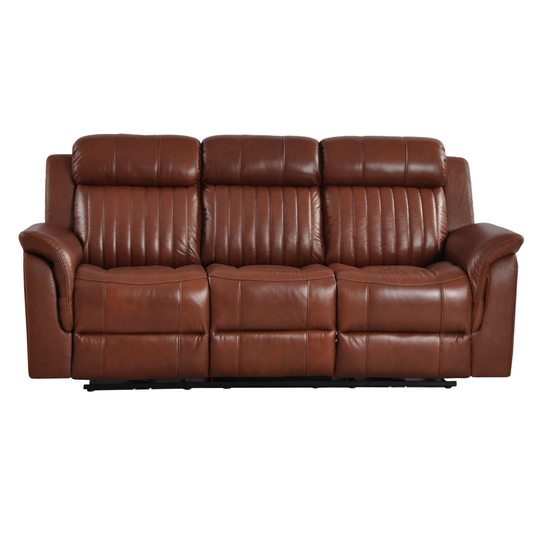 Cidliano tan 3-seater sofa front view on white background, modern and stylish seating furniture.