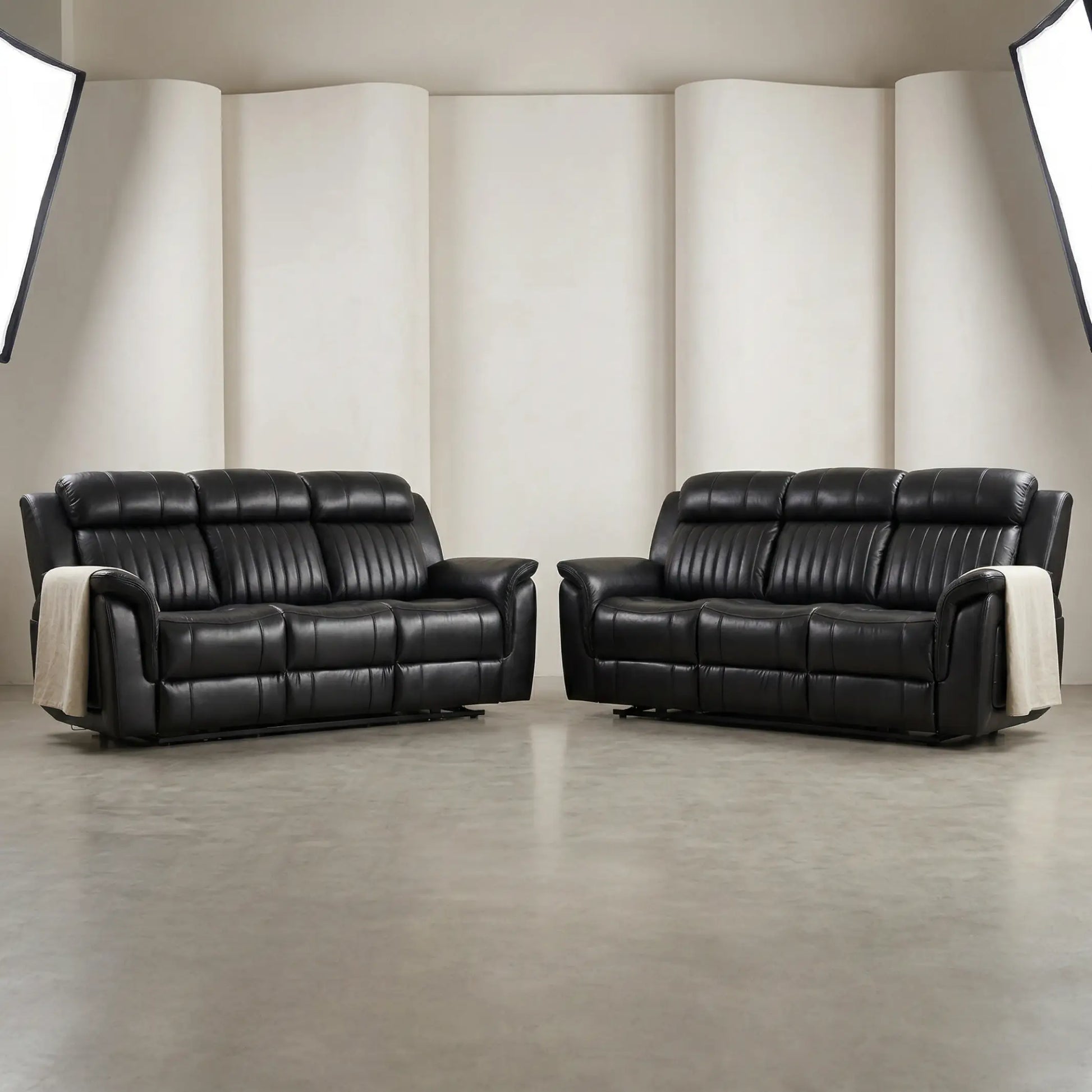 Black 3+3 Seater Sofa Set