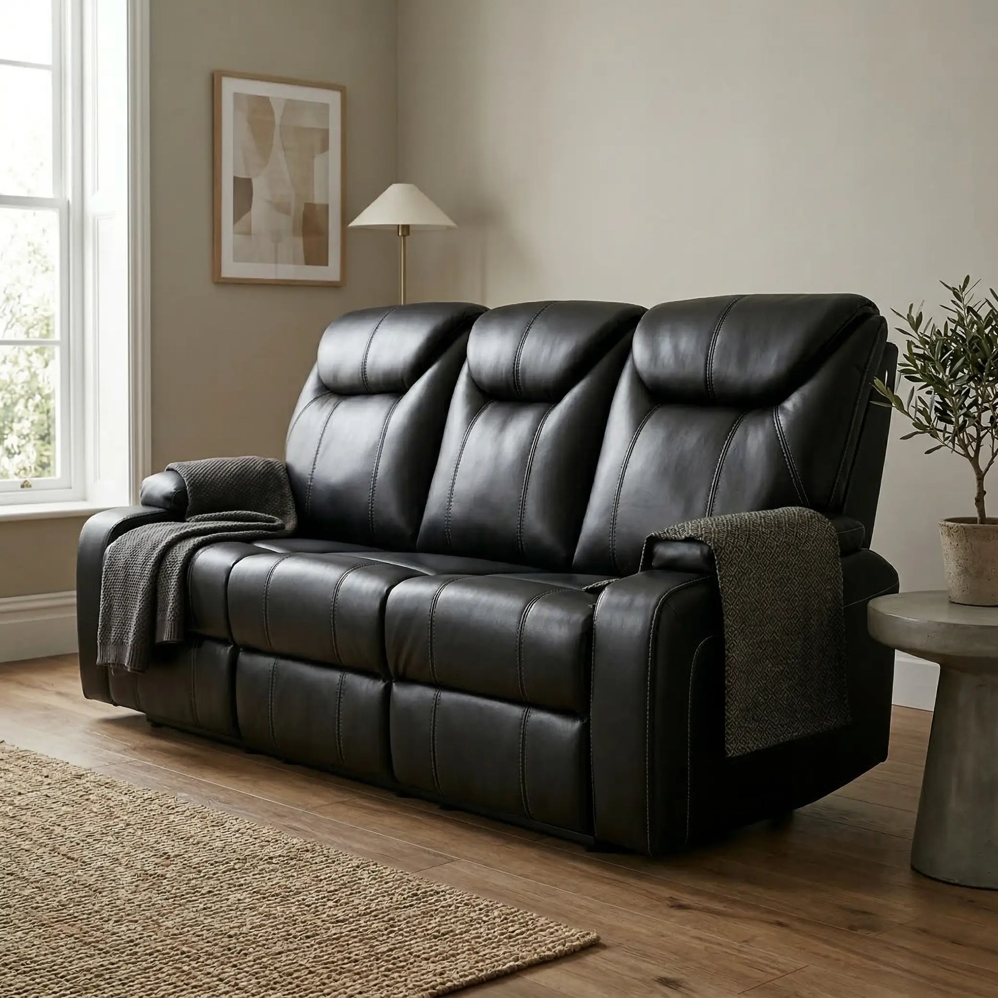 Cinema Black 3 Seater Recliner Sofa