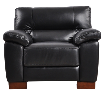 Front-facing view of the Dalmore Black Armchair against a white background.