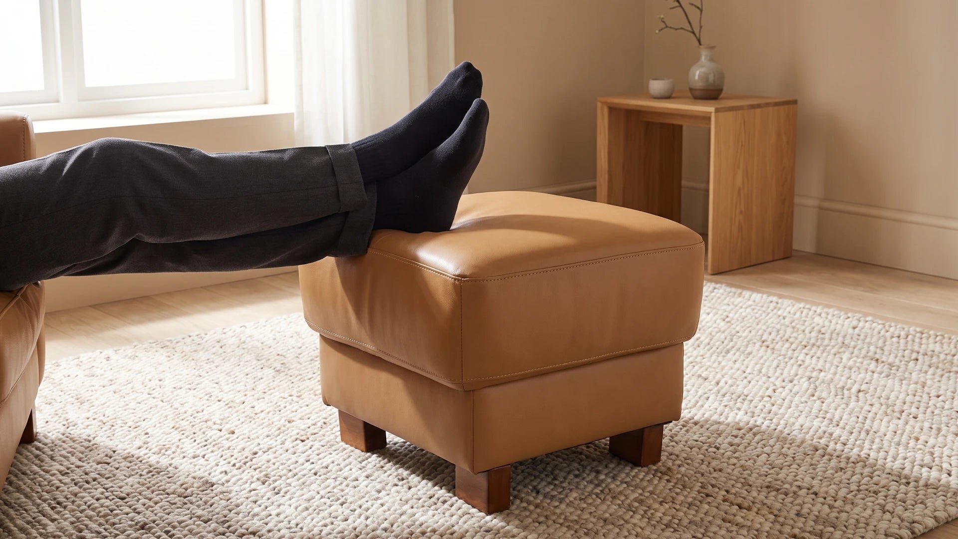 Dalmore Genuine Leather Caramel Footstool