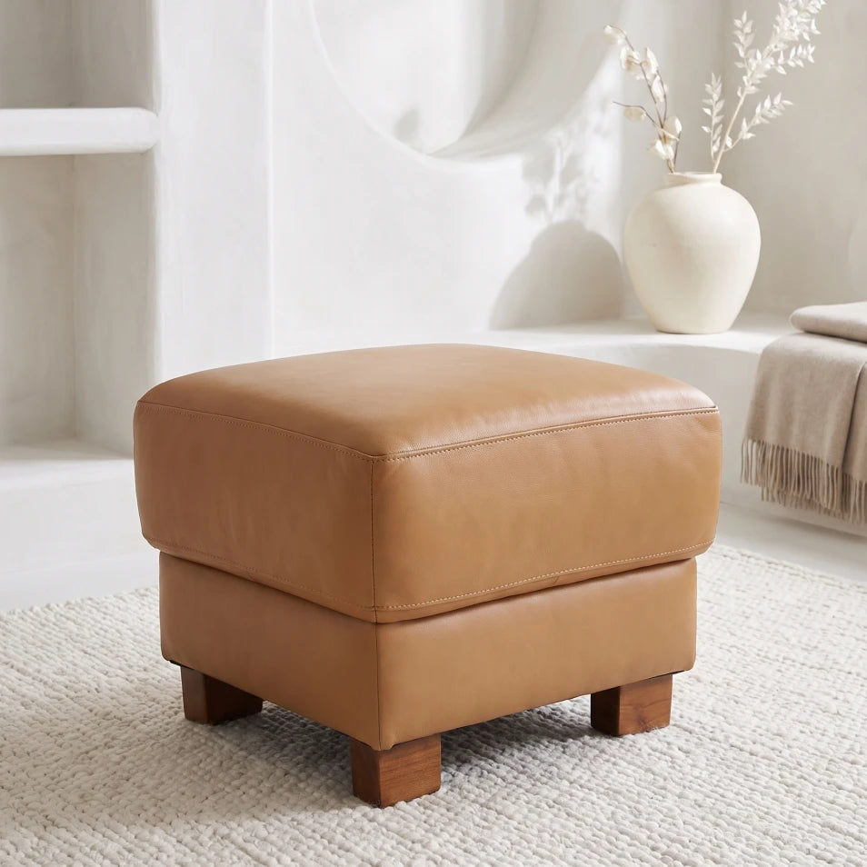 Dalmore Genuine Leather Caramel Footstool