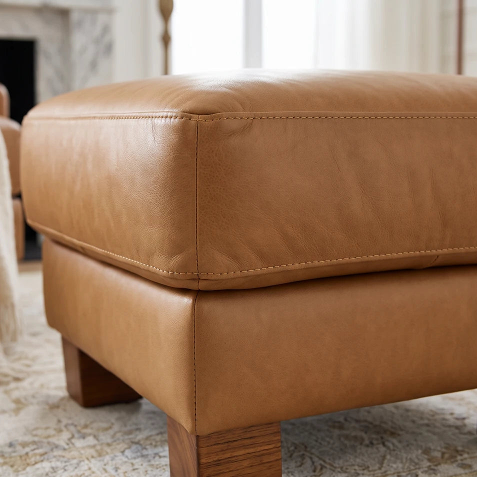 Dalmore Genuine Leather Caramel Footstool