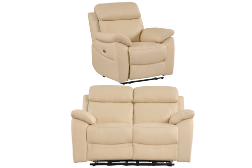 Dandrea Genuine Leather Cream Electric Power Recliner 2+1 Seater Sofa Set