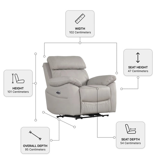 Dandrea Light Grey Genuine Leather Recliner 3+1 Sofa Set