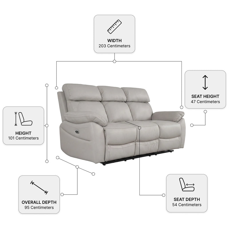 Electric Power Recliner 3 Seater Sofa