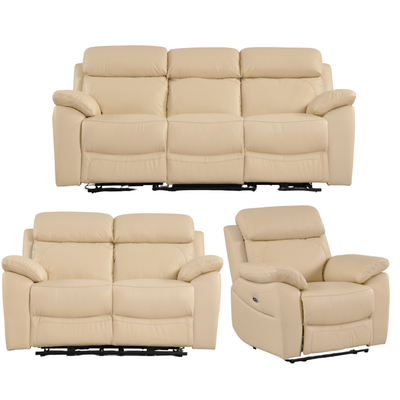 Dandrea Genuine Leather Cream Electric Power Recliner 3+2+1 Seater Sofa Set
