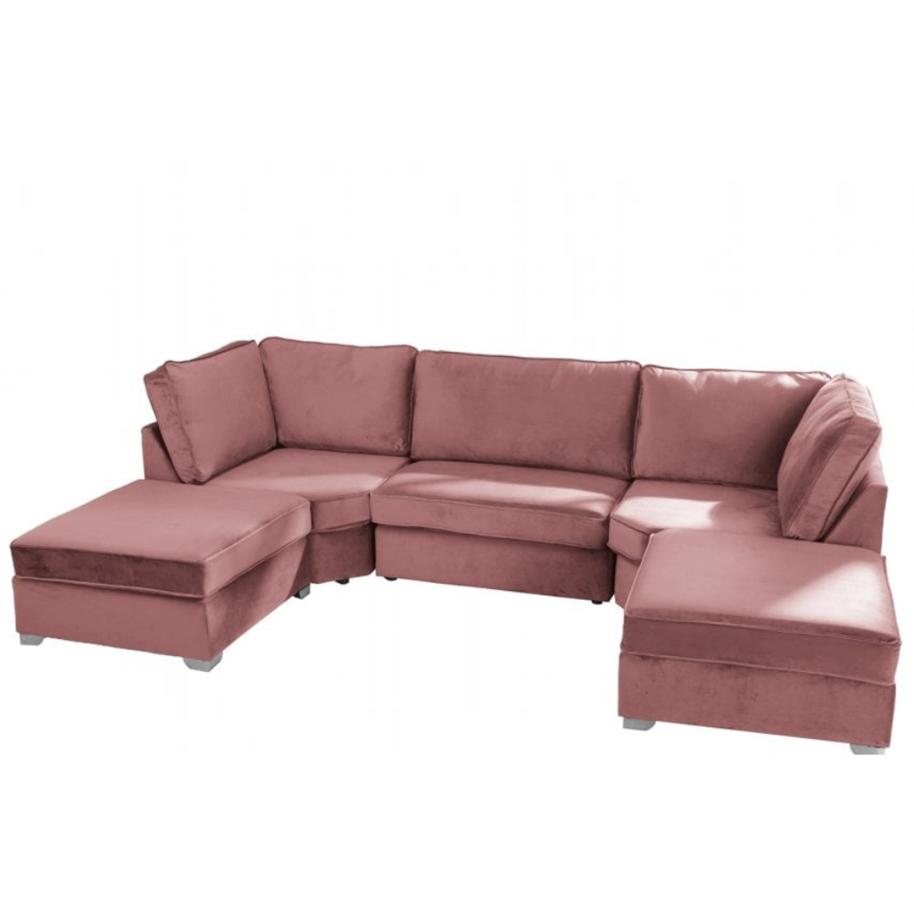 Belgravia Lilac Plush Velvet U Shape Sofa