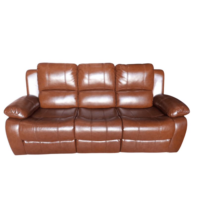 Outlet Valencia Tan Leather Manual Recliner 3+2 Seater Sofa Set - Furniture Instore