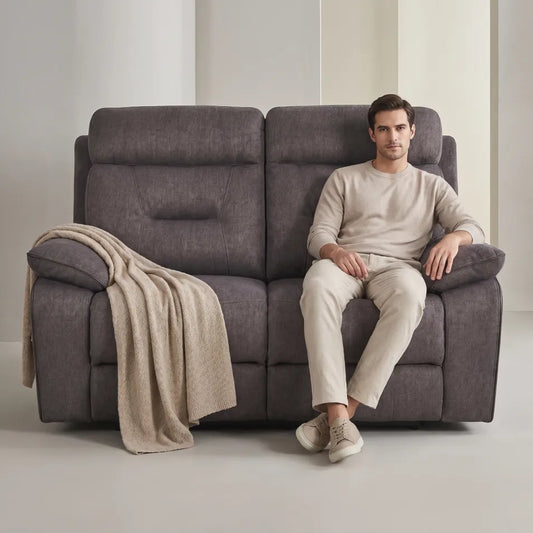 Dark grey fabric electric recliner 2 seater sofa