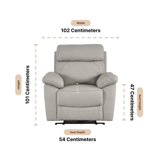 Dandrea Genuine Leather Light Grey Electric Power Recliner Armchair
