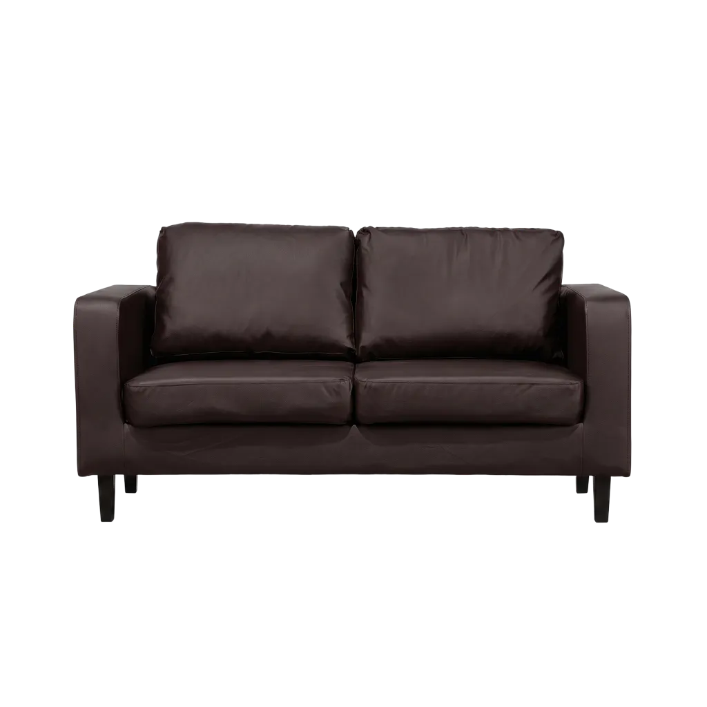 Box Brown Leather 2 Seater Sofa