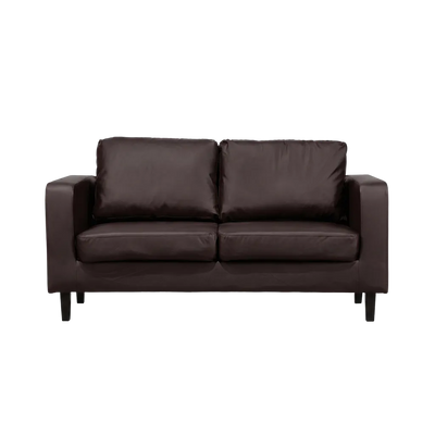 Box Brown Leather 2 Seater Sofa