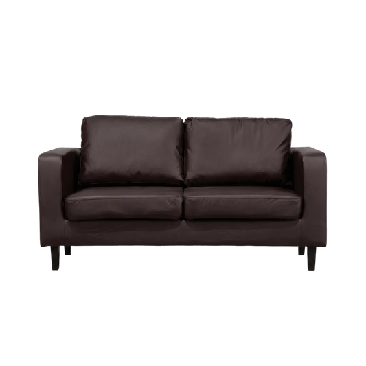 Box Brown Leather 2 Seater Sofa
