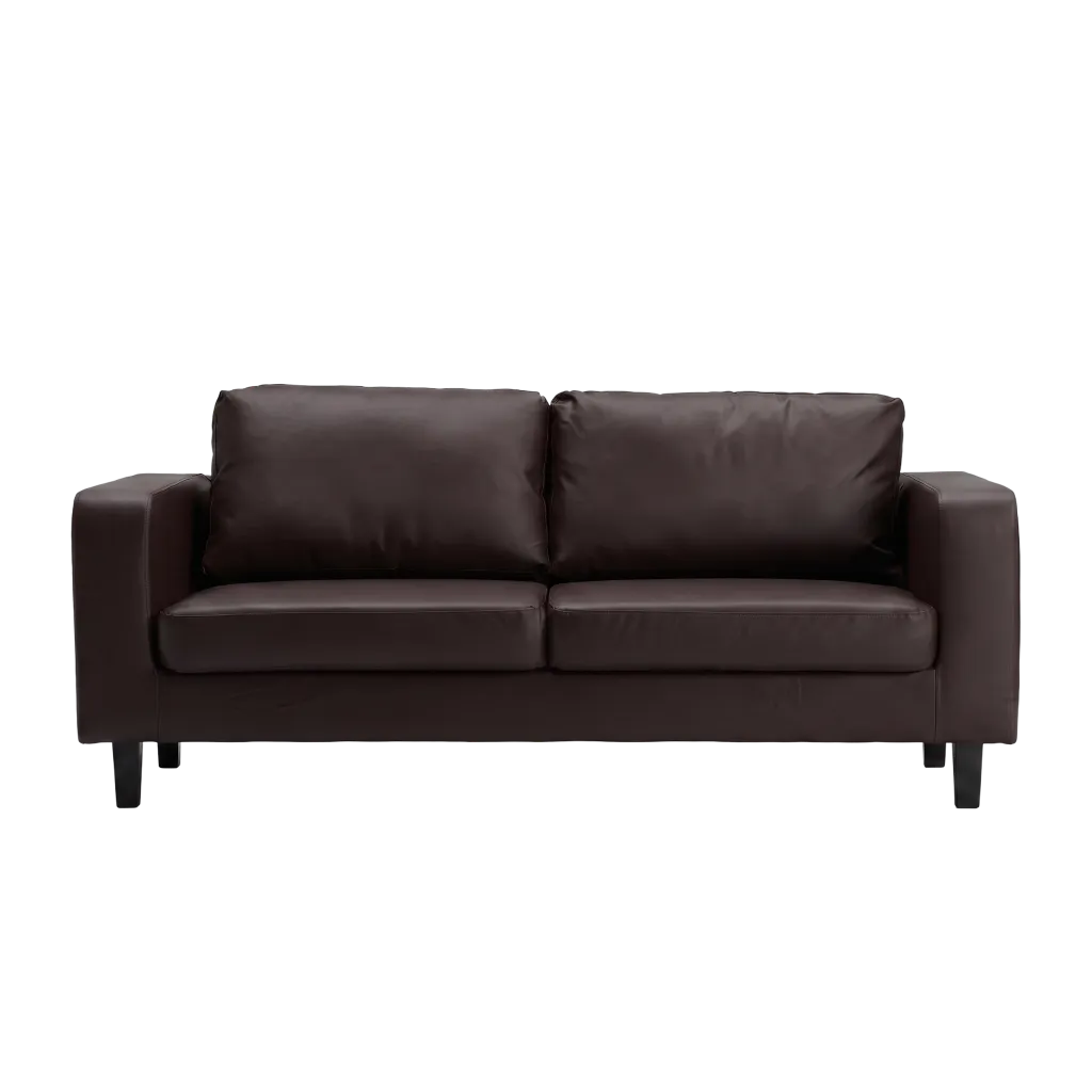 Box Brown Leather 3 Seater Sofa