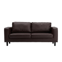 Box Brown Leather 3 Seater Sofa